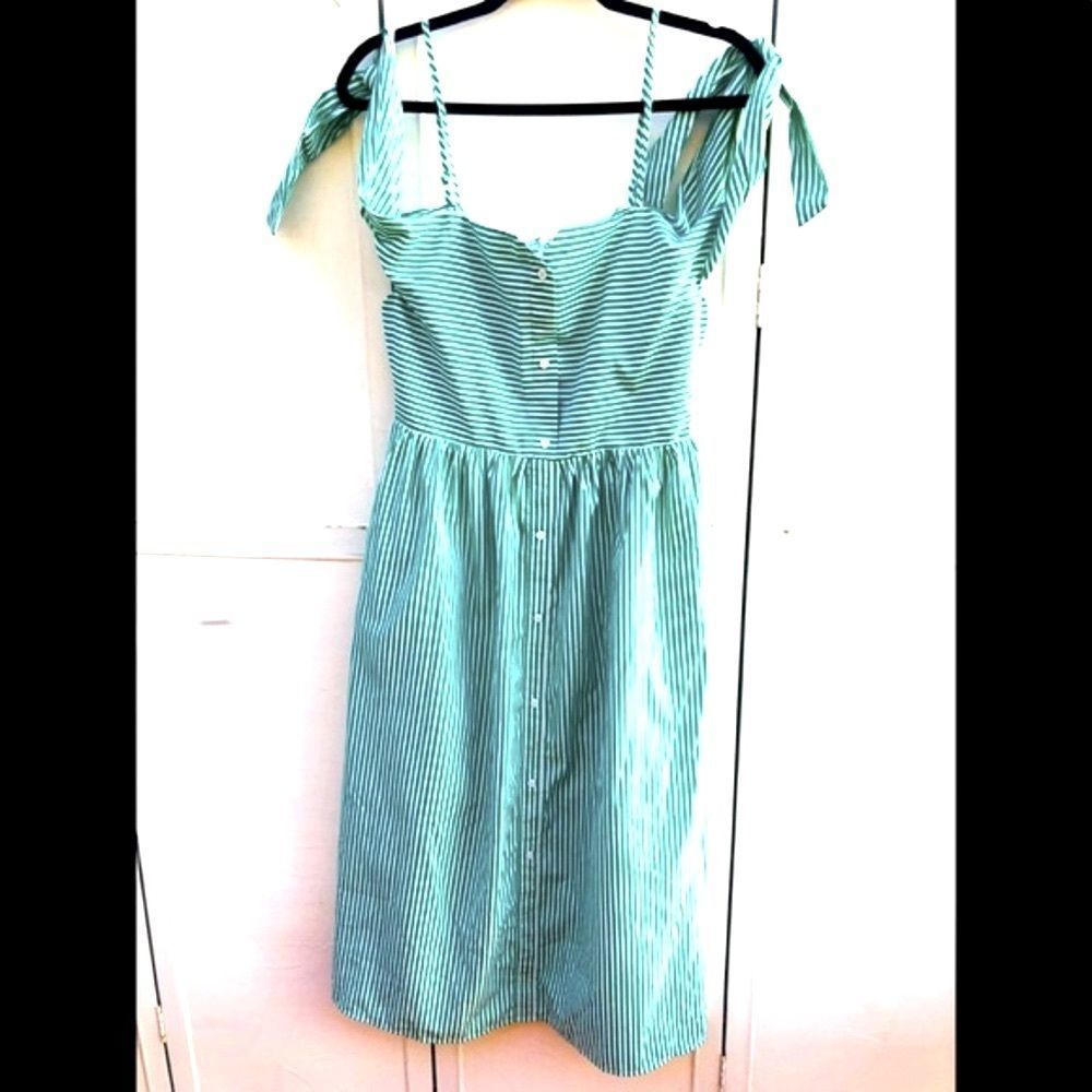 **English Factory Stripe Spaghetti Strap (Tie) Shoulder Dress